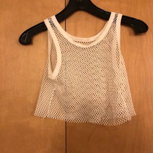 White Mesh Fishnet Crop Top